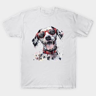 Colorful Dalmation with Sunglasses T-Shirt